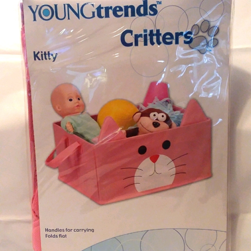 NIP Kitten Foldable Shelf Tote Bin